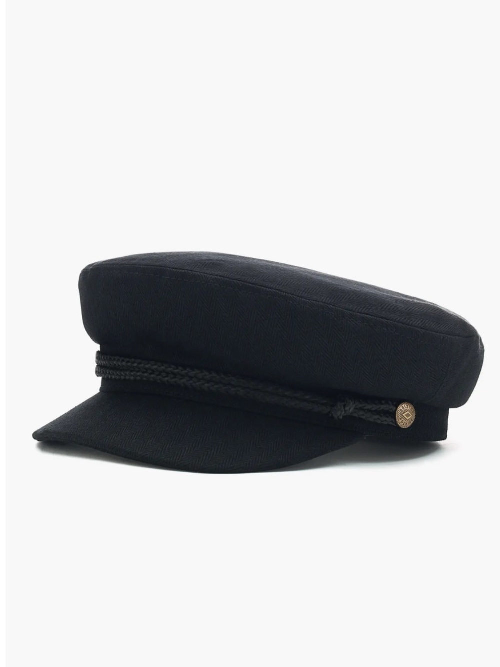 Brixton Black Fisherman Fiddler Style Newsboy Cap with Braided Band Medium